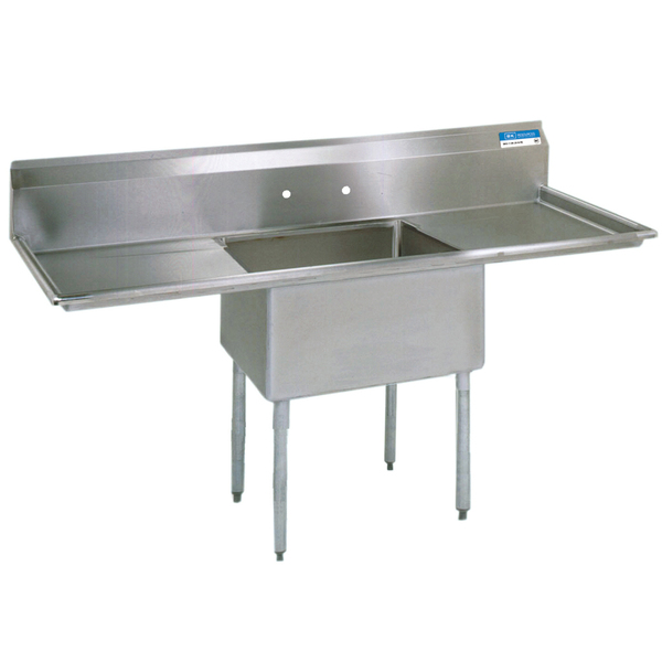 Bk Resources 29.8125 in W x 66 in L x Free Standing, Stainless Steel, One Compartment Sink BKS-1-1824-14-24T